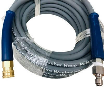 ProTool 4000 PSI pressure washing hose coiled on white background